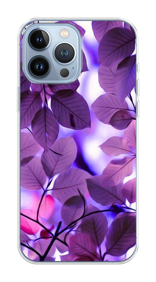 

Чехол на Apple iPhone 13 Pro Max "Сиреневые листики", Фиолетовый;голубой, 14450-1
