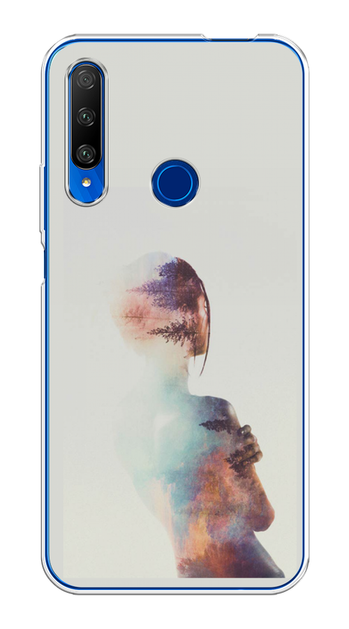 

Чехол на Huawei Honor 9X Premium "Девушка-лес", Розовый;голубой;серый, 610650-1