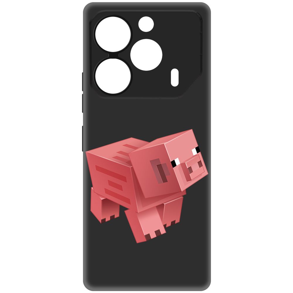 

Чехол-накладка Krutoff Soft Case Minecraft-Свинка для TECNO Pova 6 черный