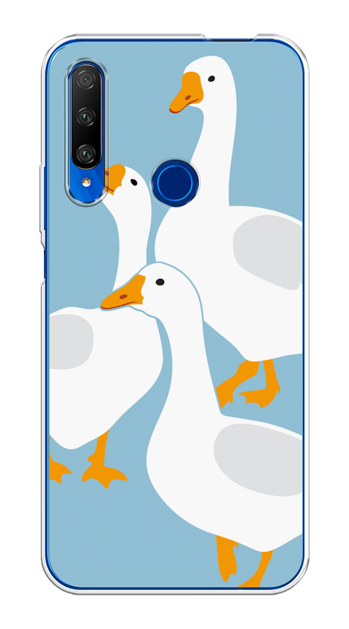 

Чехол на Honor 9X Premium "Гусиное трио", Голубой;белый;серый;желтый, 610650-1
