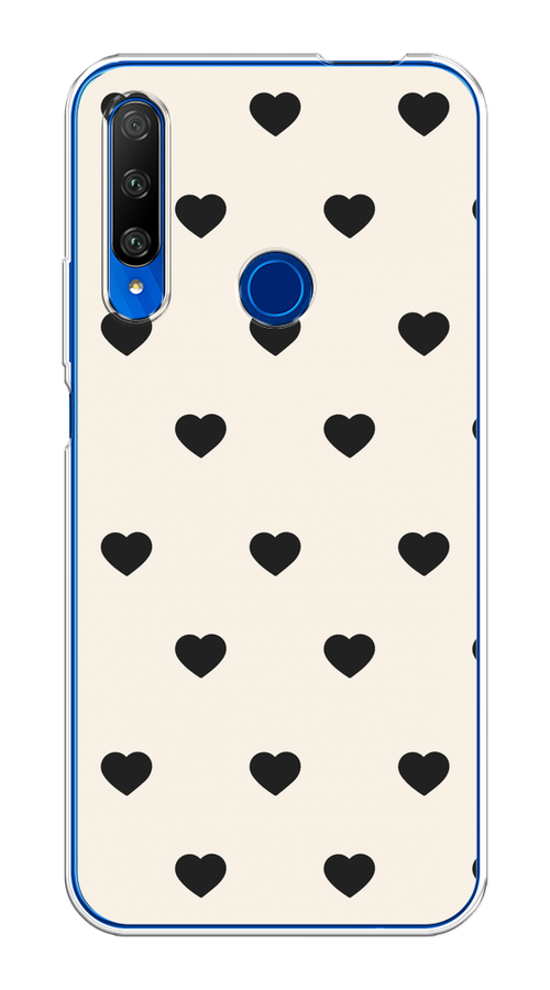 

Чехол на Honor 9X Premium "Черные сердечки на белом", Черный;белый, 610650-1