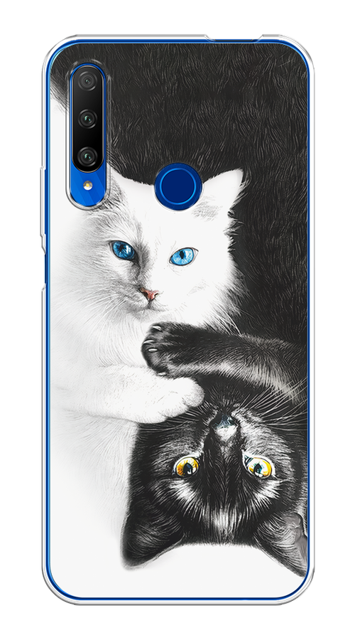 

Чехол на Honor 9X Premium "Коты Инь-Янь", Черный;белый;голубой, 610650-1