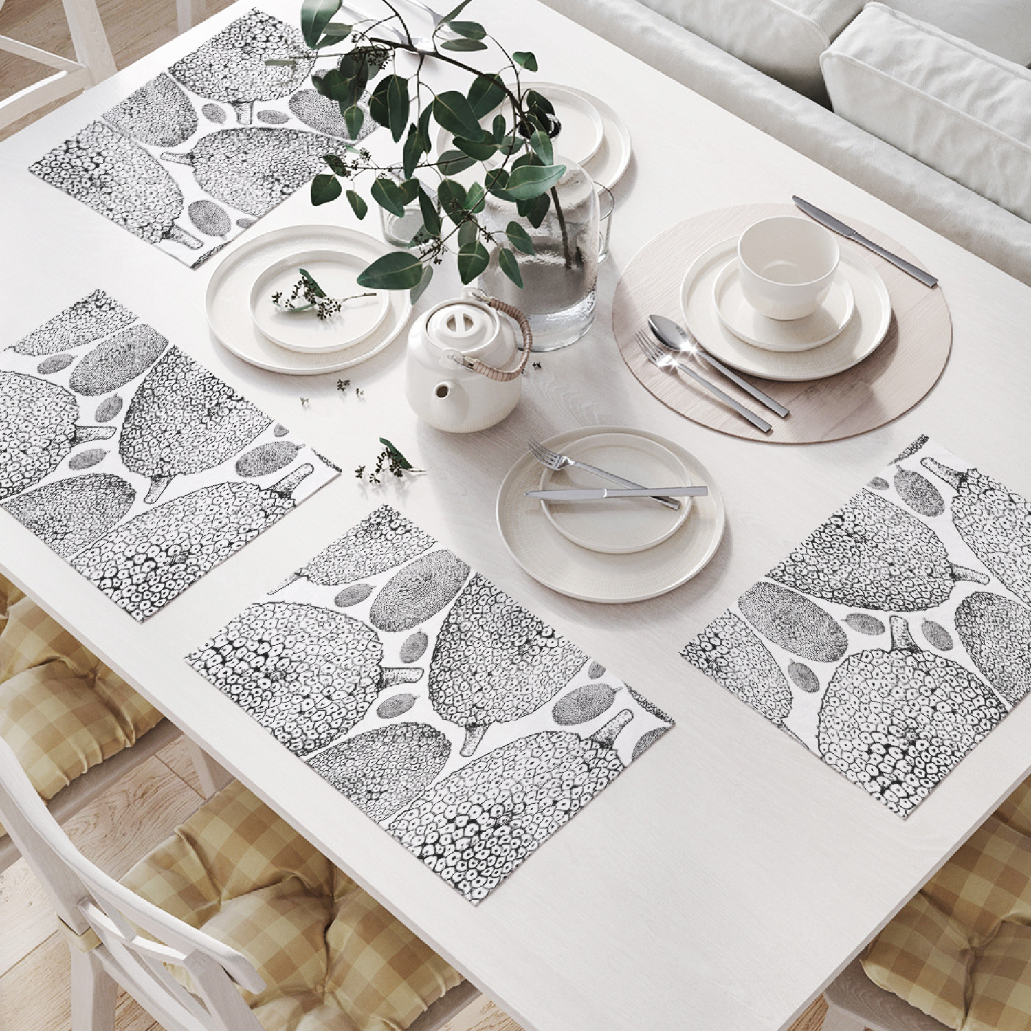 

Комплект салфеток JoyArty "Графический джекфрут" (32х46 см, 4 шт.), Белый, Графический джекфрут