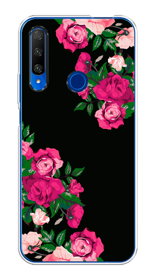 

Чехол на Huawei Honor 9X Premium "Розы фуксия", Черный;розовый;зеленый, 610650-1