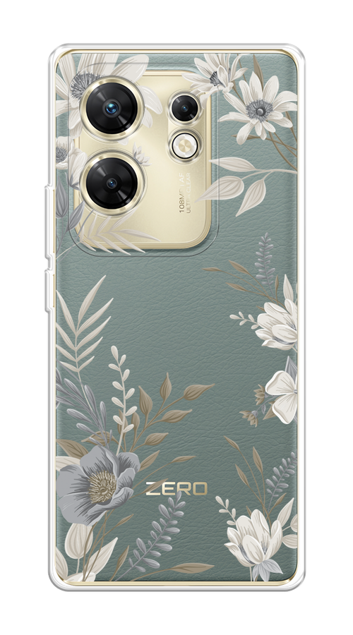 

Чехол на Infinix Zero 30 4G "Цветы сепия", Серый;прозрачный;зеленый;белый, 3105050-1