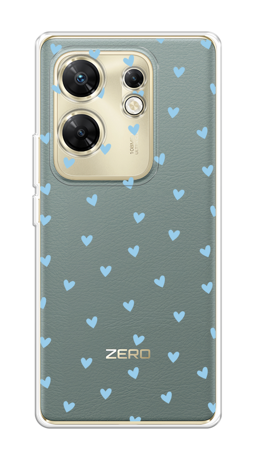 

Чехол на Infinix Zero 30 4G "Голубые сердечки паттерн", Голубой;прозрачный, 3105050-1
