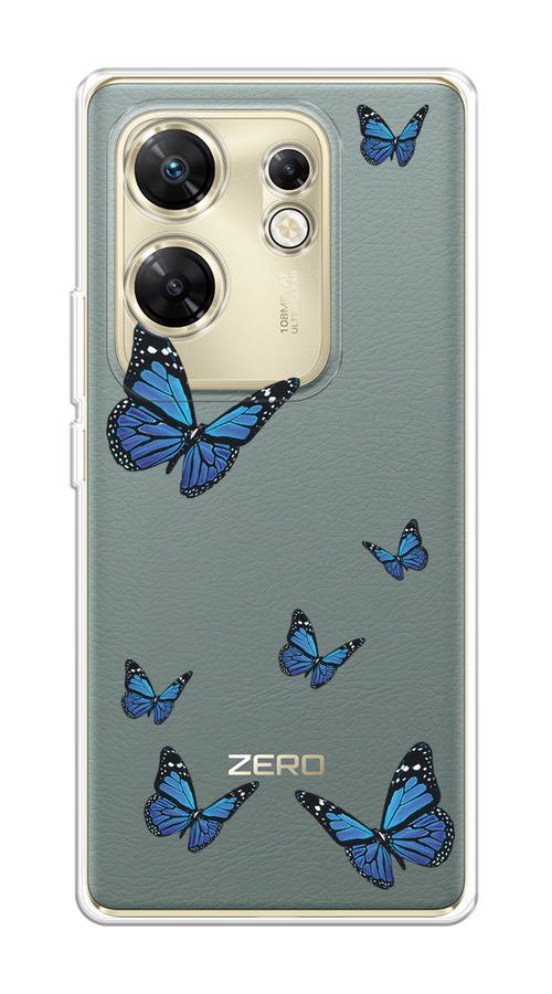 

Чехол на Infinix Zero 30 4G "Blue butterflies", Синий;черный, 3105050-1