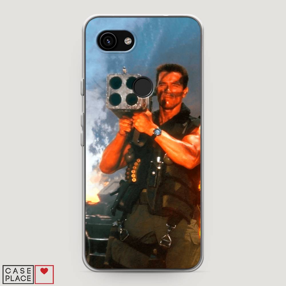 

Чехол на Google Pixel 3a "Арнольд Шварцнеггер с базукой", Голубой;коричневый, 270150-6