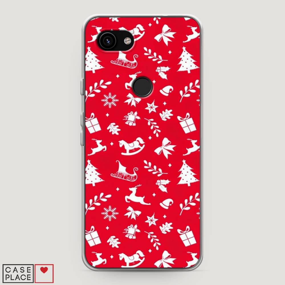 

Чехол на Google Pixel 3a "Красный новогодний фон", Красный;белый, 270150-5