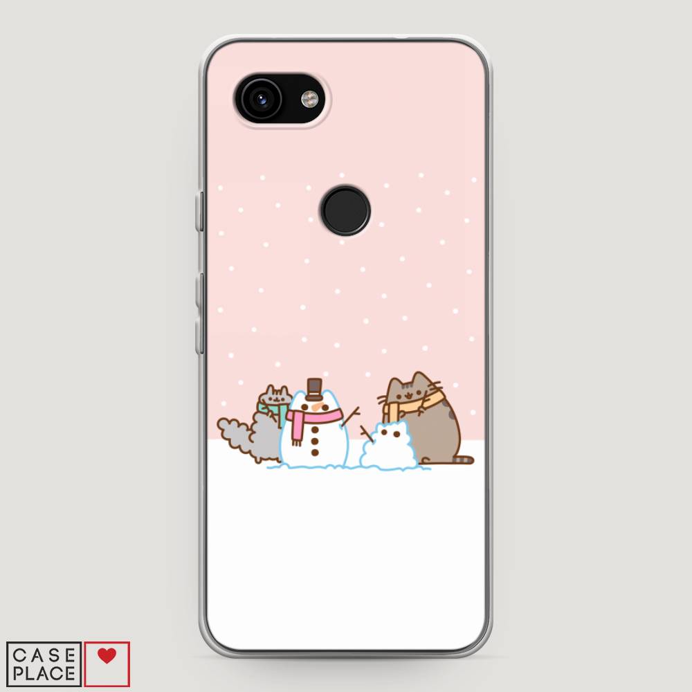 

Чехол на Google Pixel 3a "Котики в снегу", Розовый;белый;серый, 270150-5