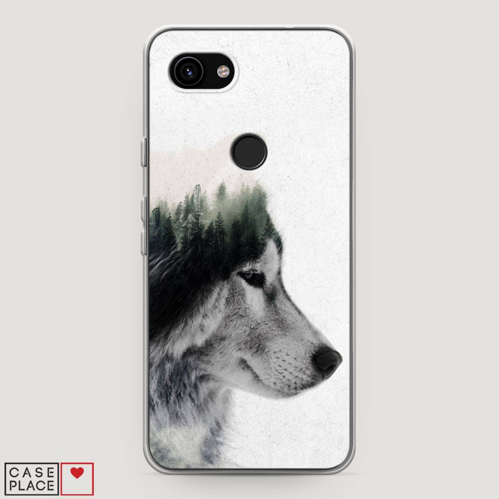 

Чехол на Google Pixel 3a "Волк лес", Серый;белый, 270150-1