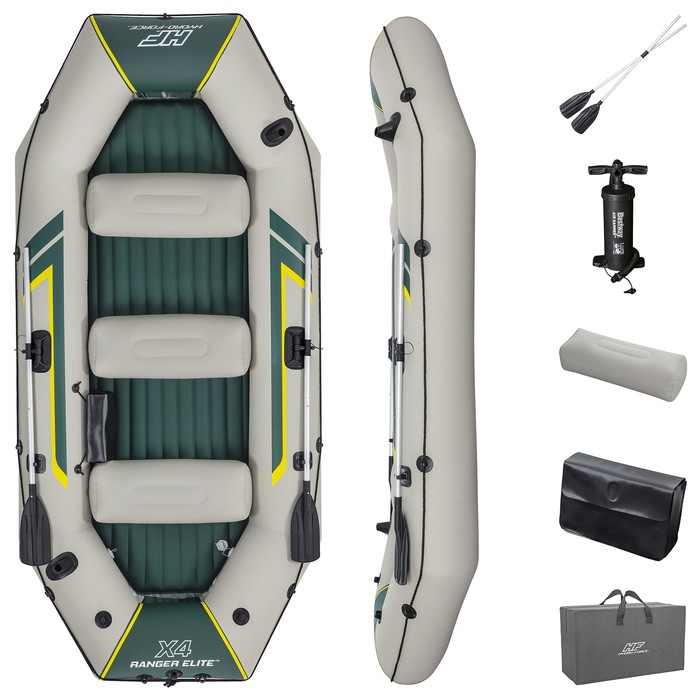 

Лодка Ranger Elite X4 Raft 4-х-местные (весла,насос,сумка) 65157, Серый;зеленый, Ranger Elite