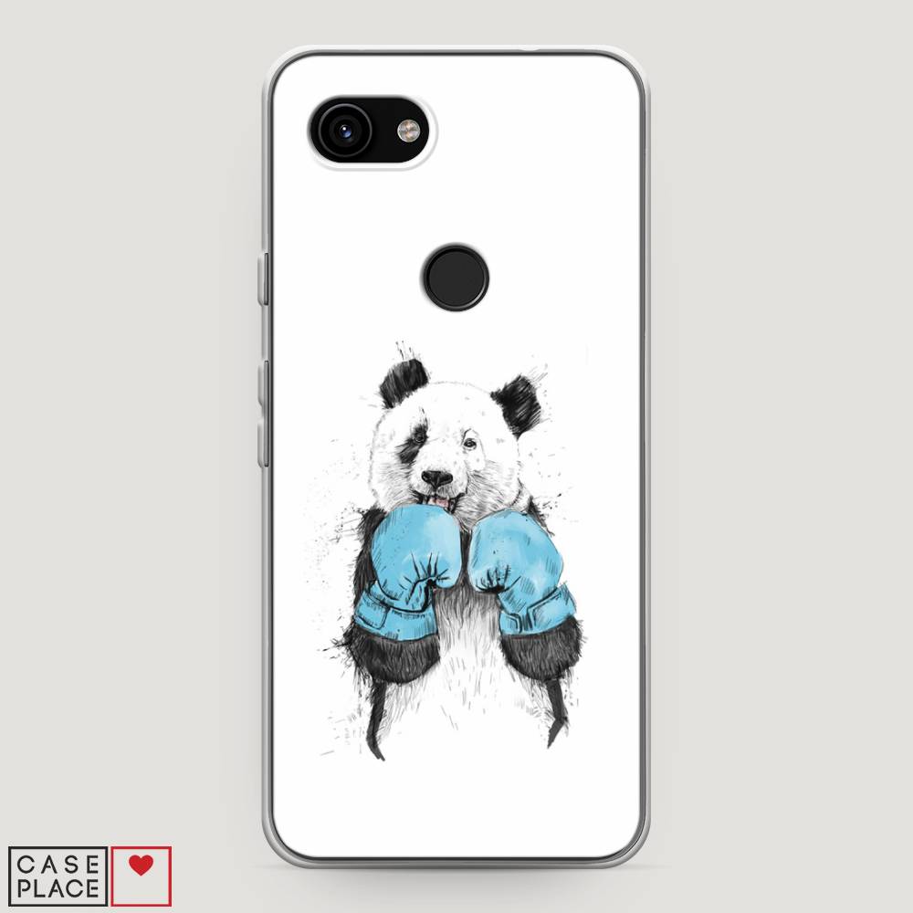 

Чехол на Google Pixel 3a "Панда боксер", Голубой;белый;серый, 270150-1