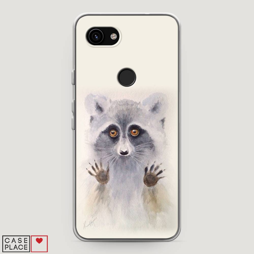 

Чехол на Google Pixel 3a "Енот за стеклом", Бежевый;серый, 270150-4