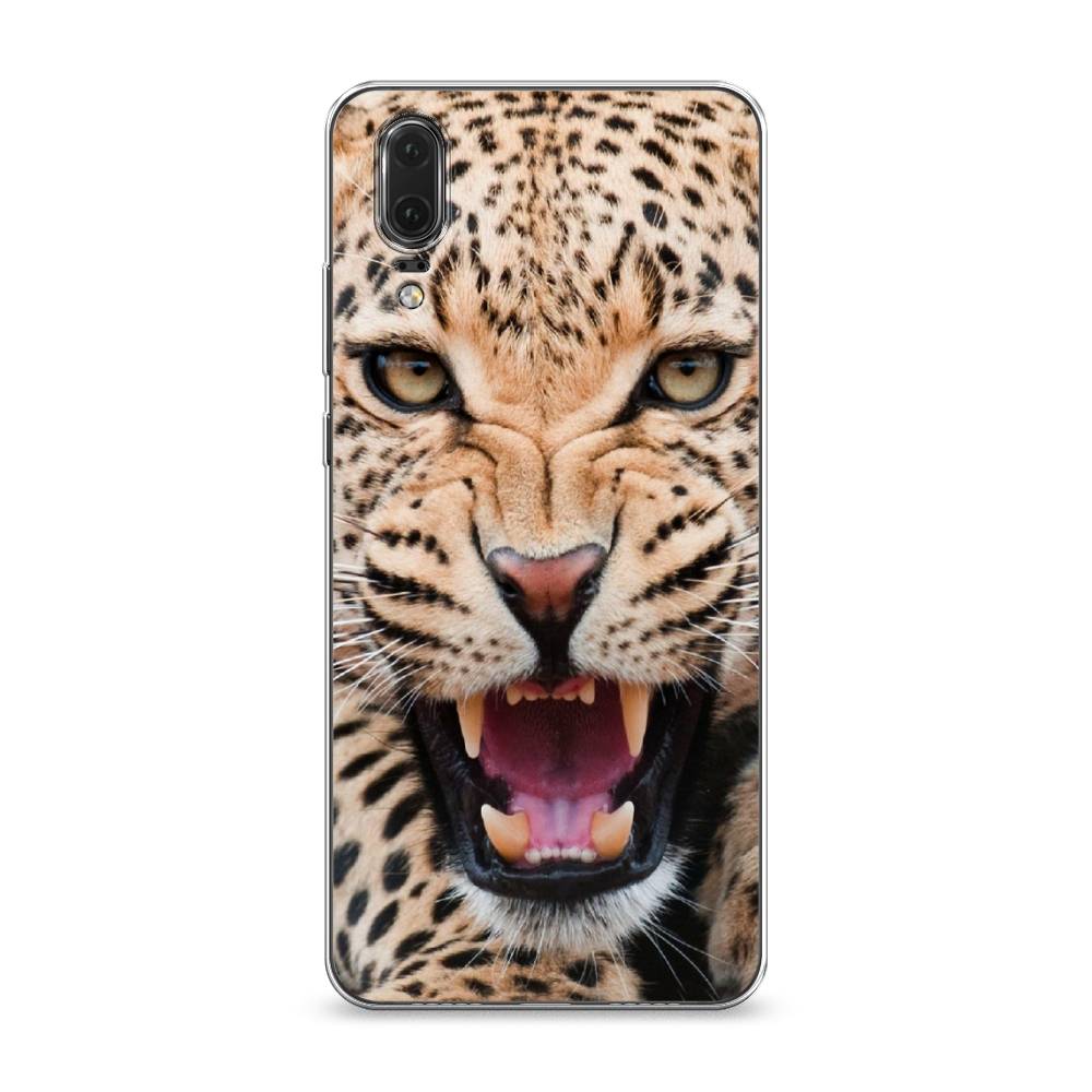 

Чехол на Huawei P20 "Леопард 3d", Бежевый;черный, 64350-6