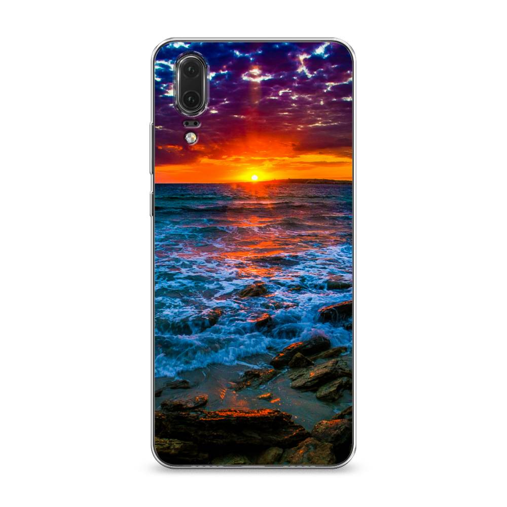 

Чехол на Huawei P20 "Закат 1", Оранжевый;синий, 64350-2