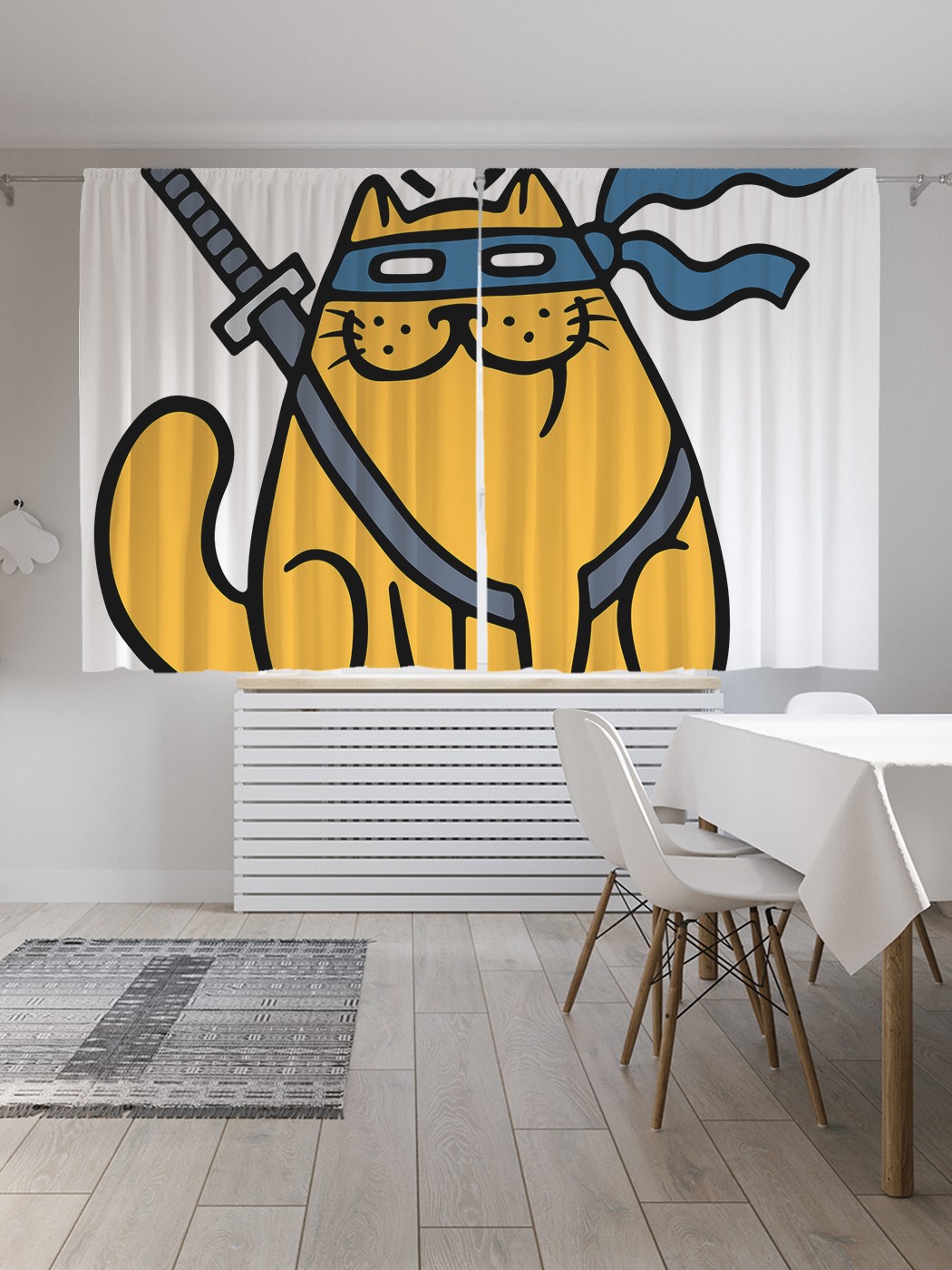 

Классические шторы JoyArty "Кот с мечом", серия Oxford DeLux, 2 полотна 145x180 см, Кот с мечом