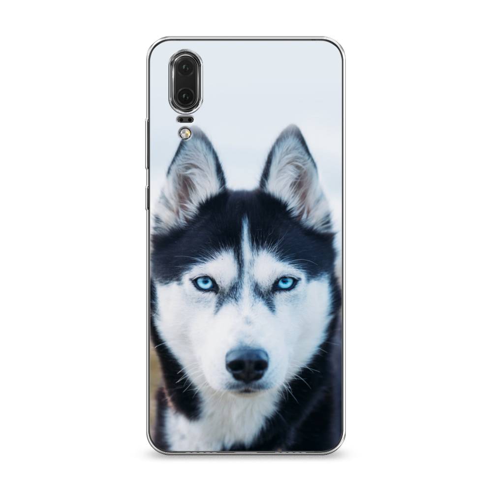 

Чехол на Huawei P20 "Хаски 2", Синий;белый, 64350-1