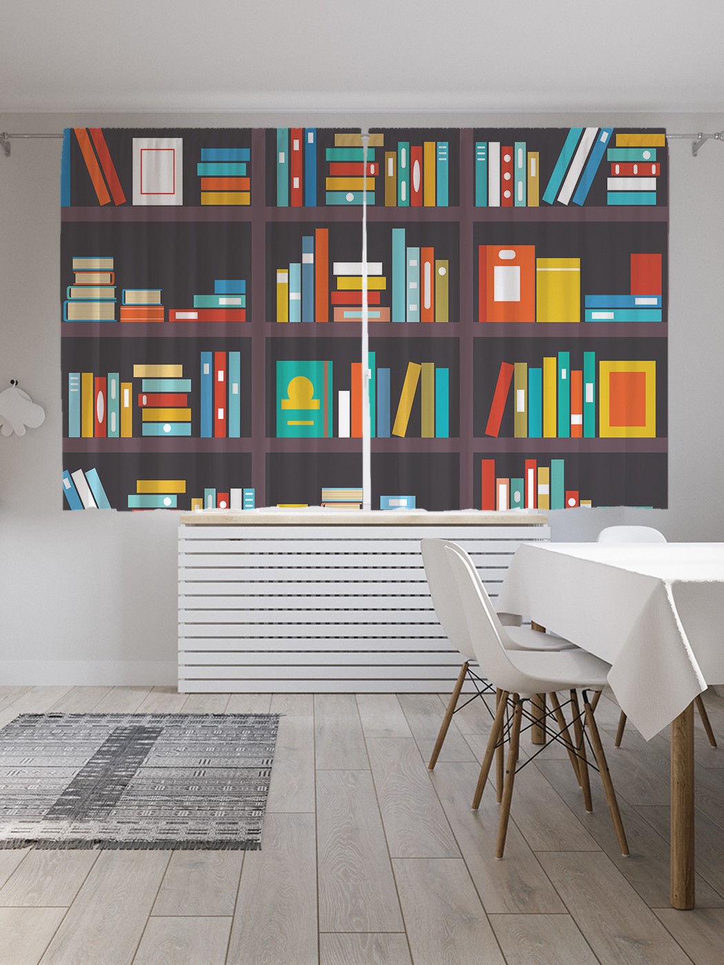 

Классические шторы JoyArty "Учебники на полке", серия Oxford DeLux, 2 полотна 145x180 см, Учебники на полке