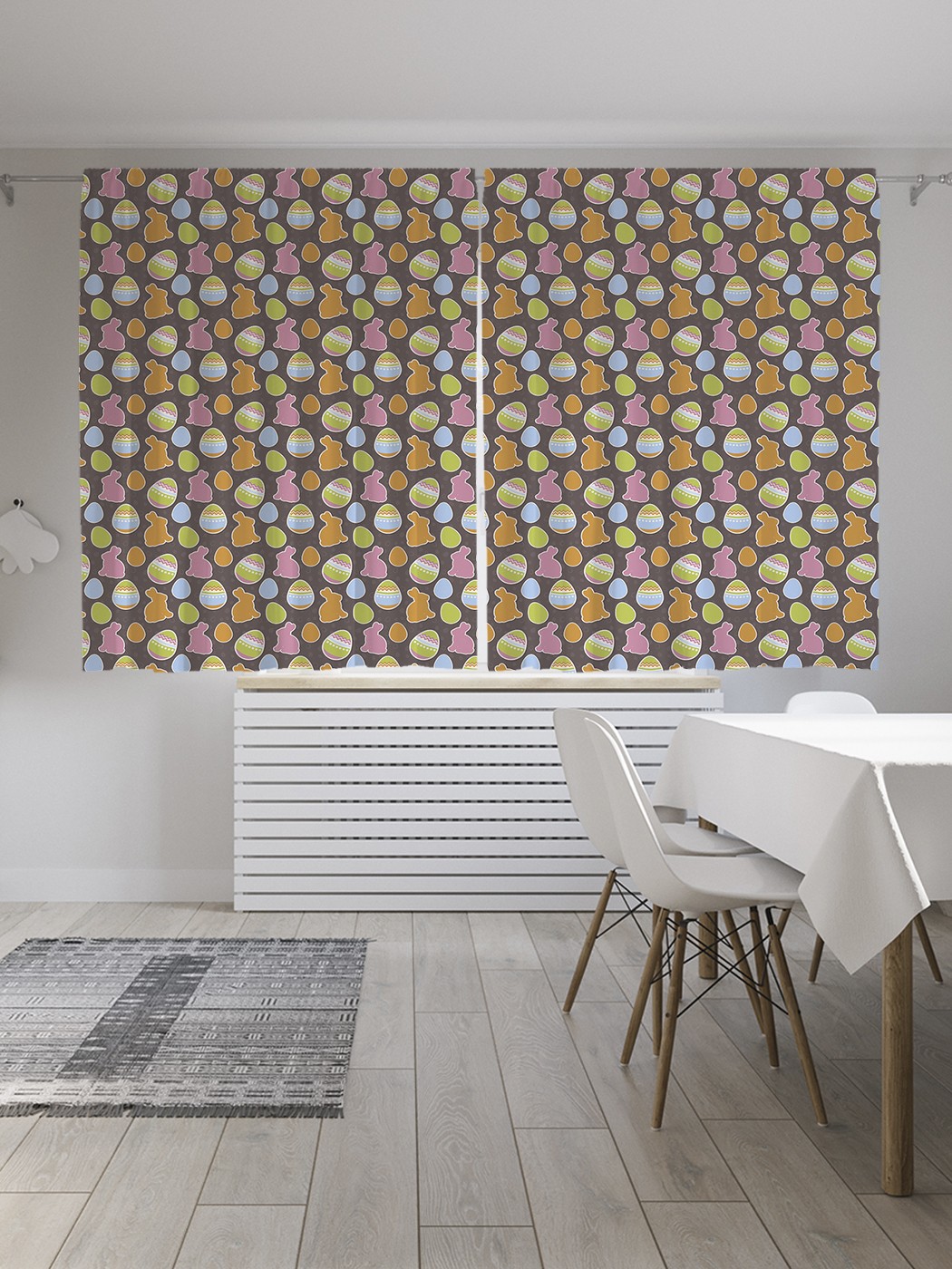 

Шторы JoyArty "Силуэт пасхального кролика", Oxford DeLux, 2 полотна 145x180 см, Силуэт пасхального кролика