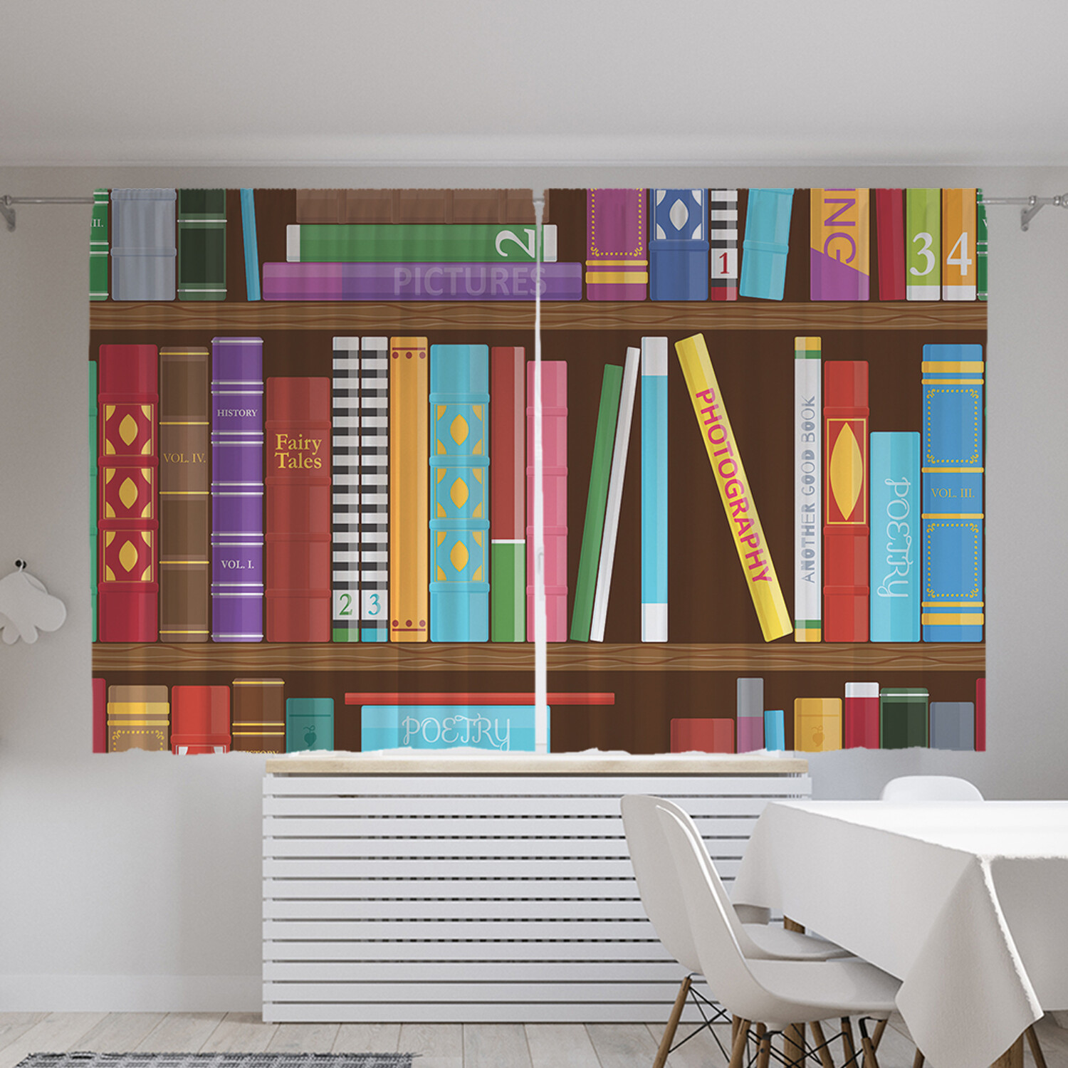 

Классические шторы JoyArty "Полки с книгами", серия Oxford DeLux, 2 полотна 145x180 см, Полки с книгами