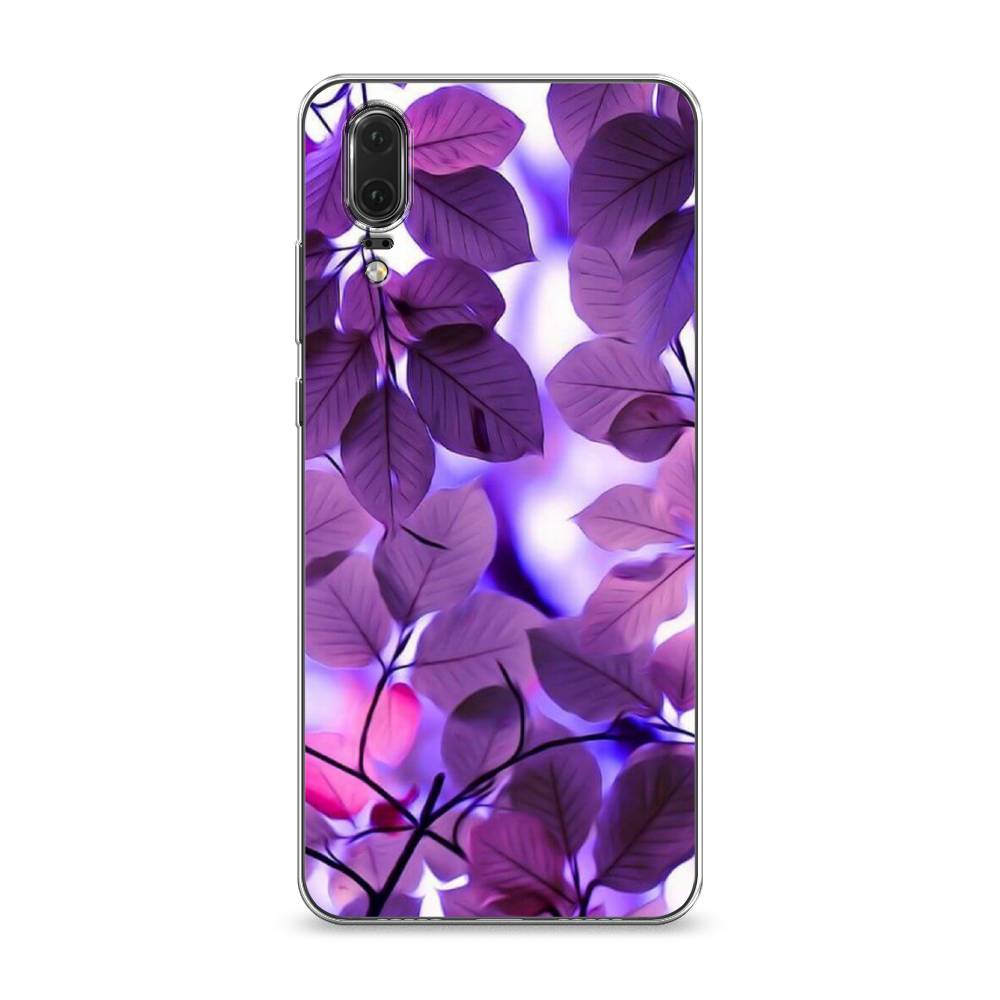 

Чехол на Huawei P20 "Сиреневые листики", Фиолетовый;голубой, 64350-2