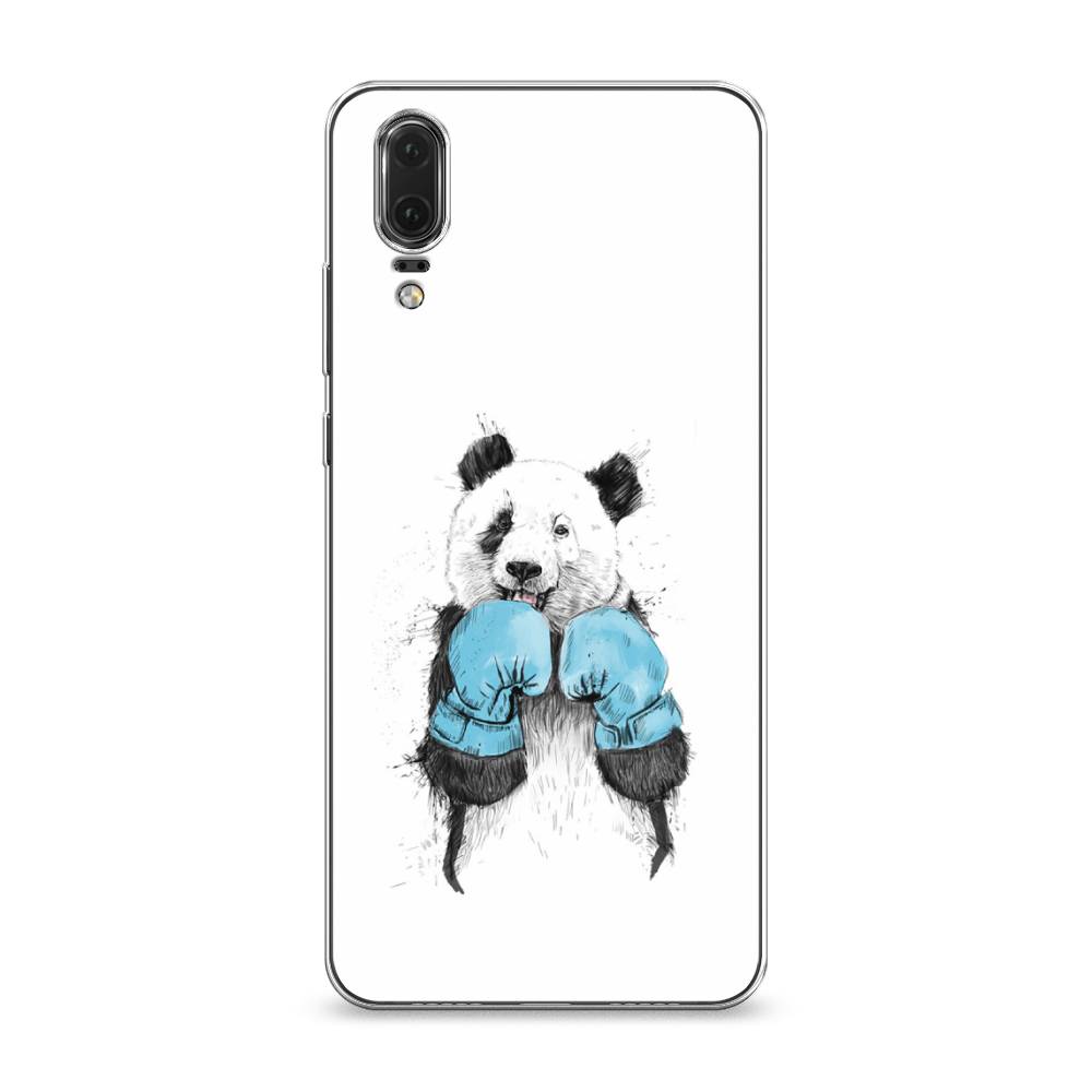 

Чехол на Huawei P20 "Панда боксер", Голубой;белый;серый, 64350-1