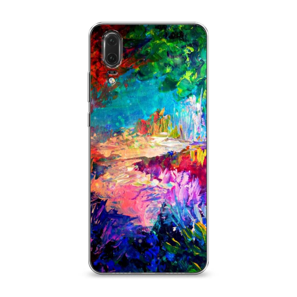 

Чехол на Huawei P20 "Лес-гуашь", Синий;розовый;зеленый, 64350-4