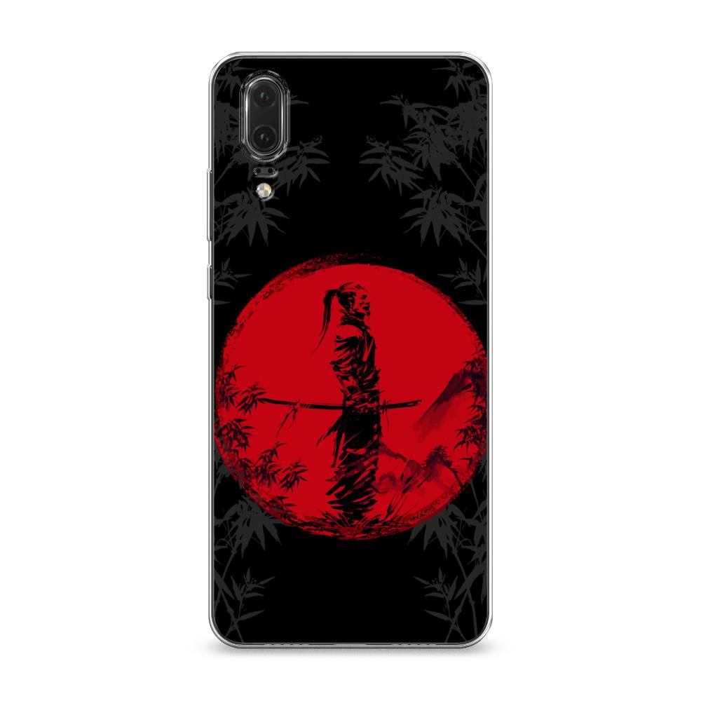 

Чехол на Huawei P20 "Самурай на красном фоне", Черный;красный;серый, 64350-4