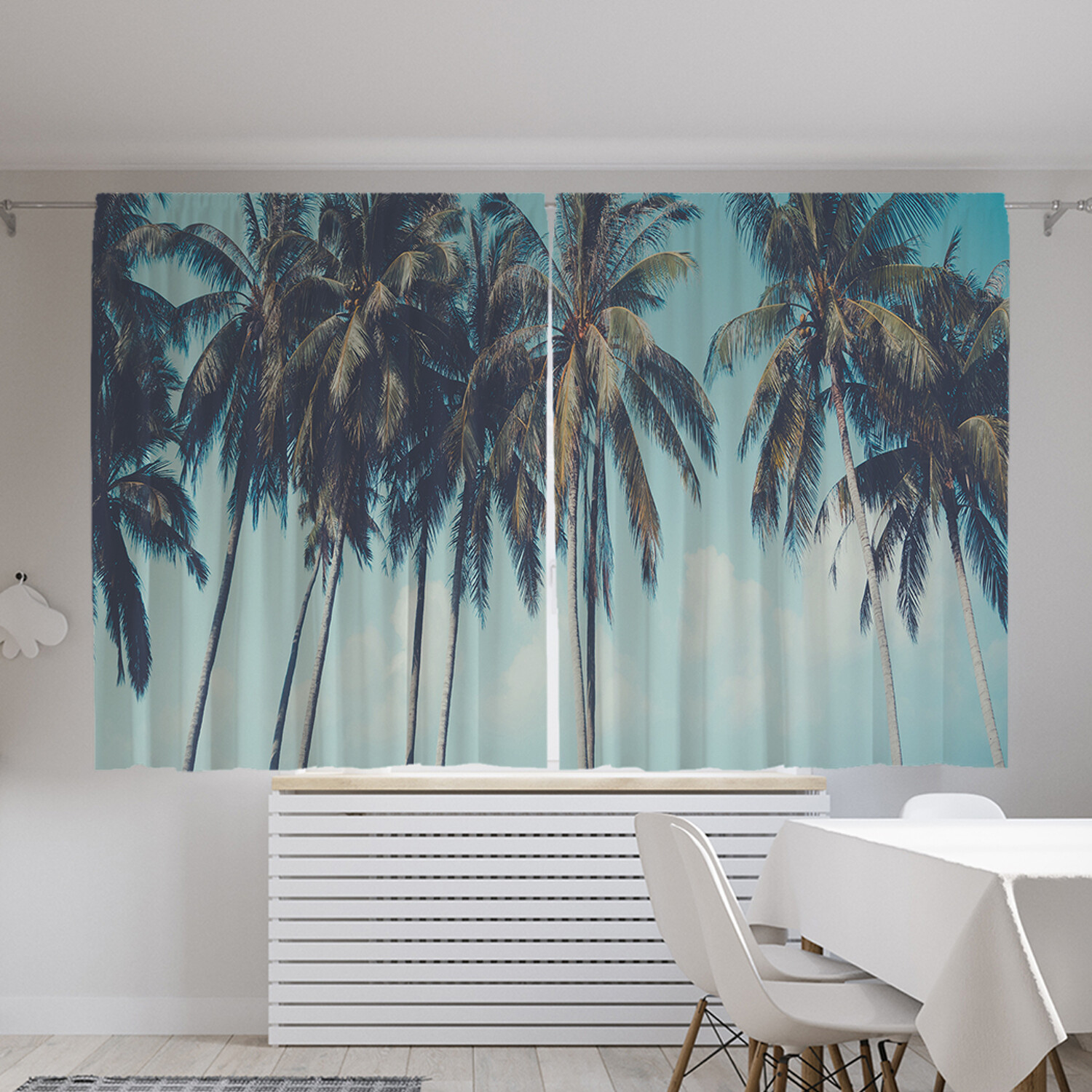 

Классические шторы JoyArty "Высокие пальмы на берегу моря", Oxford DeLux, 2шт 145x180 см, Высокие пальмы на берегу моря