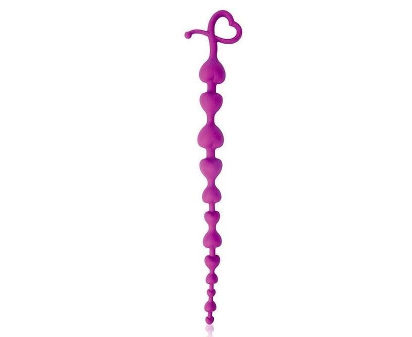 фото Фиолетовая анальная цепочка с ограничителем 28 см bior toys
