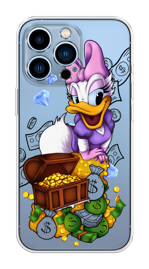 

Чехол на Apple iPhone 13 Pro "Rich Daisy Duck", Коричневый;белый;фиолетовый, 14350-6