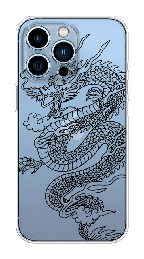 

Чехол на Apple iPhone 13 Pro "Большой китайский дракон", Черный;серый, 14350-1