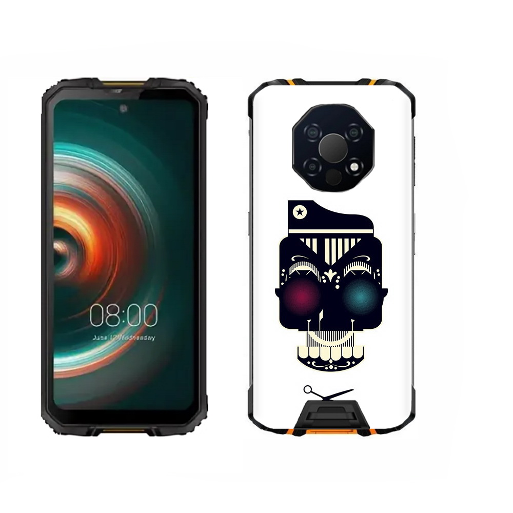 Чехол MyPads Tocco для Oukitel WP13 черно белый скелет с яркими глазами