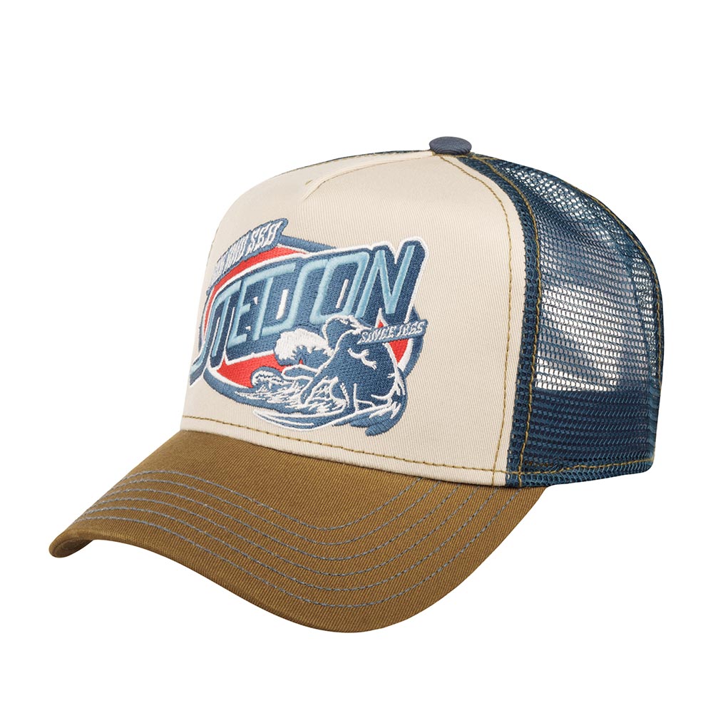 Бейсболка унисекс Stetson 7751193 TRUCKER CAP AIR AND SEA бежевая / синяя, one size