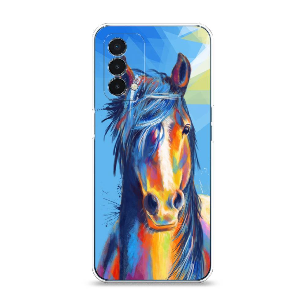 

Чехол на OnePlus Nord N200 5G "Лошадь арт 3", Голубой;желтый;синий, 152250-1