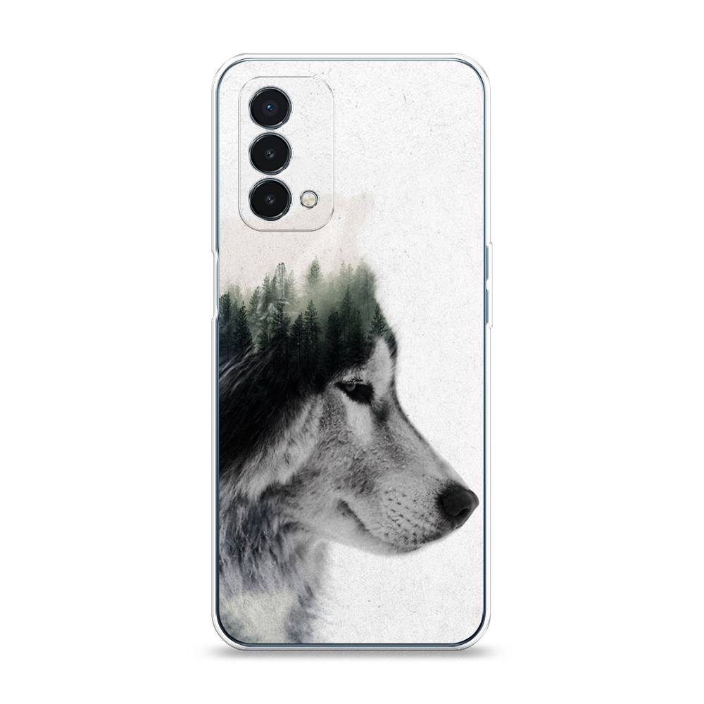 

Чехол на OnePlus Nord N200 5G "Волк лес", Серый;белый, 152250-1