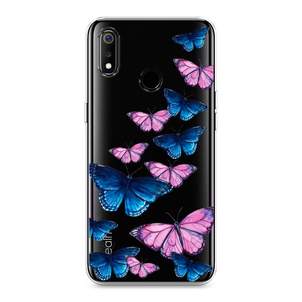 фото Силиконовый чехол "полет бабочек" на realme 3 awog