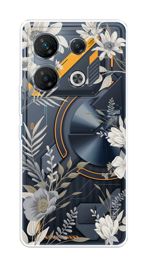 

Чехол на Infinix GT 10 Pro "Цветы сепия", Серый;прозрачный;зеленый;белый, 3104850-1