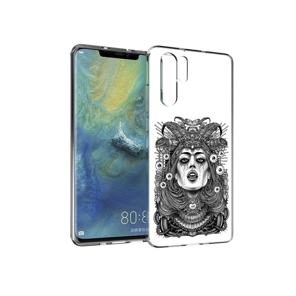 

Чехол MyPads Tocco для Huawei P30 Pro портрет девушки черно белый, Прозрачный, Tocco