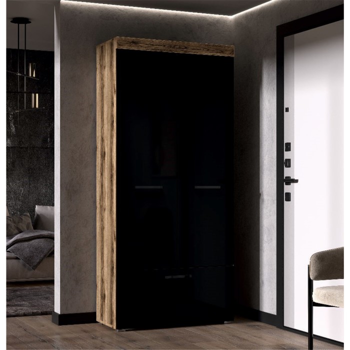 

Шкаф БАСТОН Дуб Делано/Черный глянец 902х2000х400