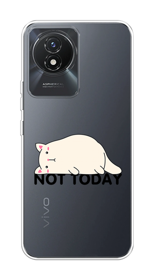 

Чехол на Vivo Y02 "Cat not today", Белый;розовый;черный, 268150-1