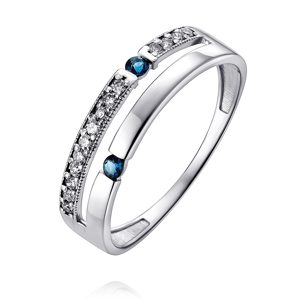 

Кольцо из белого золота с бриллиантом/сапфиром р.  ADAMAS 1424021-А51Д-432, 1424021-А51Д-432