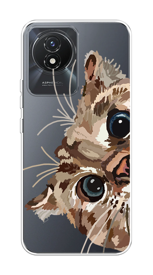 

Чехол на Vivo Y02 "Любопытный кот", Коричневый;синий;черный, 268150-1