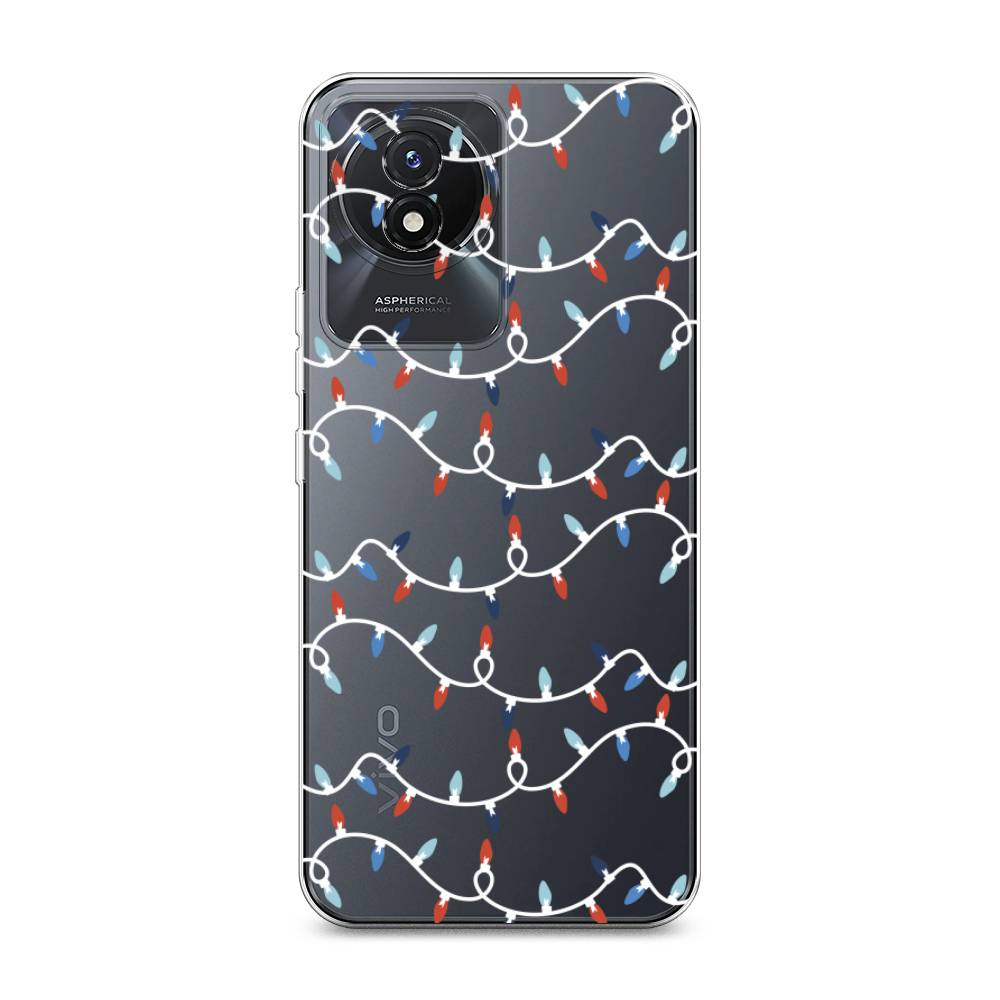 

Чехол на Vivo Y02 "Разноцветная гирлянда", Белый;красный;синий, 268150-5