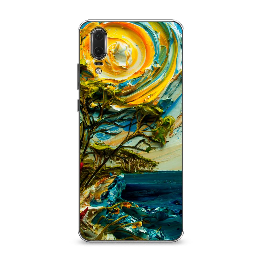 

Чехол на Huawei P20 "Солнце живопись", Желтый;синий, 64350-4