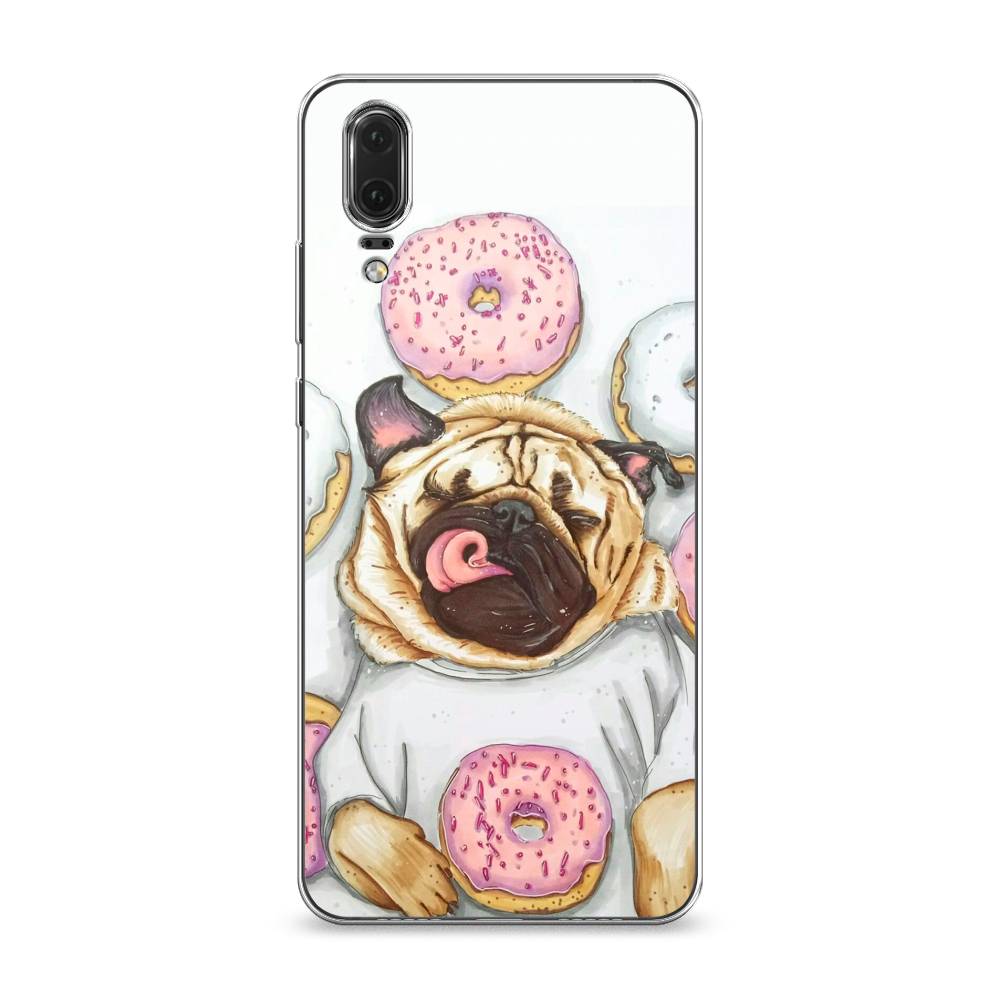 

Чехол на Huawei P20 "Счастливый мопс", Розовый;бежевый;коричневый, 64350-1