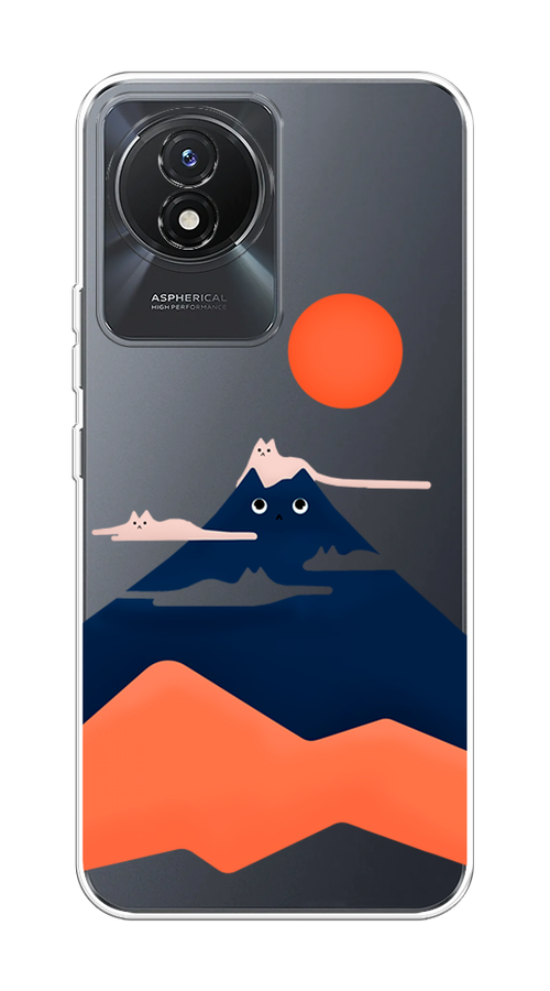 

Чехол на Vivo Y02 "Кот-гора", Черный;оранжевый, 268150-4