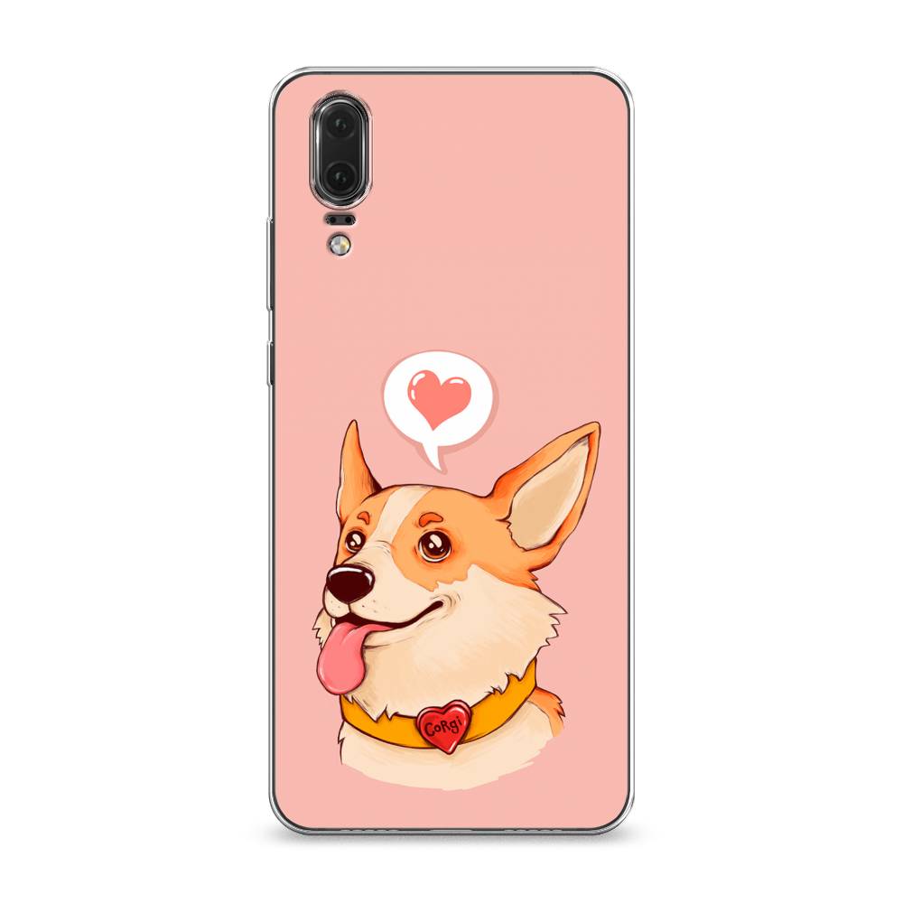 

Чехол на Huawei P20 "Корги язык", Розовый;коричневый, 64350-1