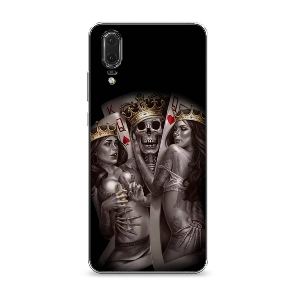 

Чехол на Huawei P20 "Карты король и королевы", Серый;желтый, 64350-6